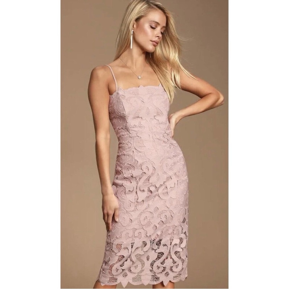 Women’s BARDOT Lina Lace Pink Rose Knee Length Sheath Dress Size 10